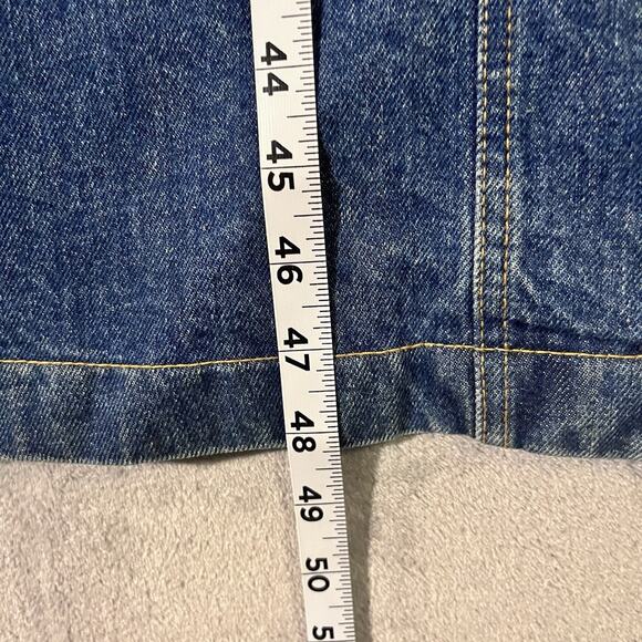 Vtg Embellished Denim Long Duster Jacket Gaudy Bejeweled Coat Women M* Heavy - Picture 8 of 12